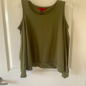 Hot kiss Army green cold shoulder blouse